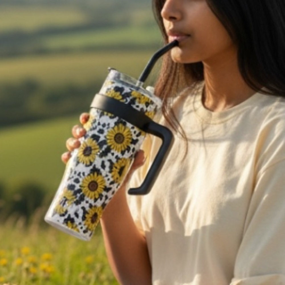 Myra Bag Sunflower Yellow Wide Wyoming 40 oz Tumbler - no Silicone End